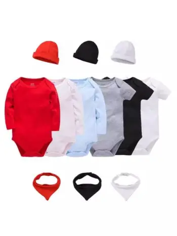 Baby solid color cotton Cap, Bib, short-sleeved body suit, full sleeves Romper, separate buy amy 2